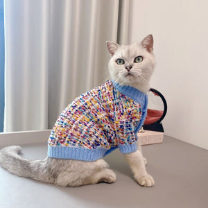 Stylish and Cozy: The Color-Block Button-Up Pet Cardigan Sweater