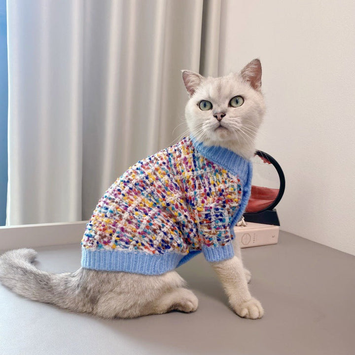 Stylish and Cozy: The Color-Block Button-Up Pet Cardigan Sweater